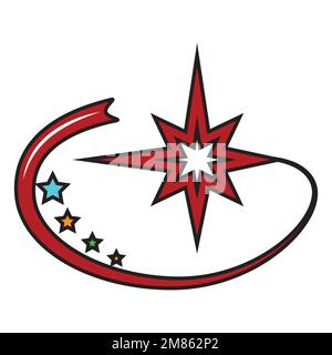 Una serie di illustrazioni vettoriali colorate di cartoni animati di stelle isolate su uno sfondo bianco Illustrazione Vettoriale