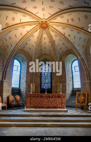 Cappella di Gesù, cripta, cattedrale di Canterbury, Canterbury, Kent, Inghilterra. (Obiettivo grandangolare) Foto Stock