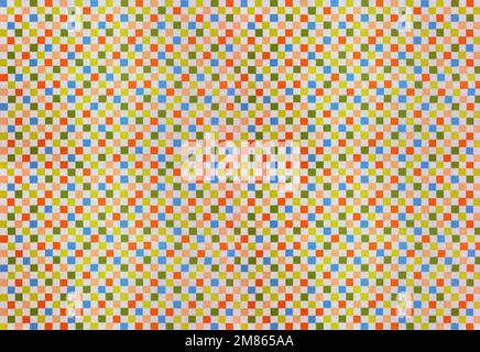 Grande struttura di sfondo raffigurante un panno di cotone adornato con una stampa moderna e carina di un colorato motivo a scacchi. Foto Stock
