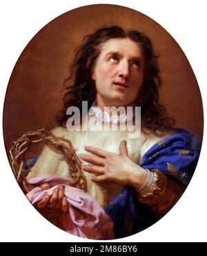 Luigi IX (1214-1270). Dipinto intitolato "Saint Louis Tenant la Couronne d'Epines (Saint Louis che tiene la corona delle spine)" di Jean-Baptiste Jouvenet (1644-1717), olio su tela, 1705-10 Foto Stock