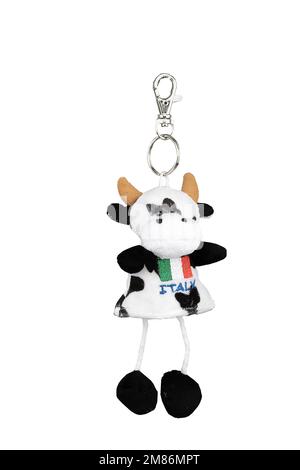 Portachiavi di varie forme, figure su sfondo bianco. Regalo per Natale, Pasqua, San Valentino, Vacanza Foto Stock