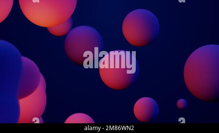 Metaverse 3D rendering morphing animazione rosa viola astratto metaball metasphere bolle arte sfera blu sfondo spazio movimento meta palle Foto Stock