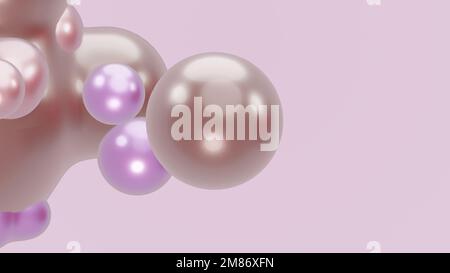 3D rendering animazione disegno movimento presentazione sfondo metaverse. Bianco astratto Metasphere forma liquida deformazione in movimento transizione a meta palle Foto Stock
