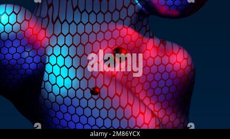 Astratto sfondo business presentazione sfondo pattern neon multicolore scala metallurgia texture metasphere meta ball 3D rendering motion design Foto Stock
