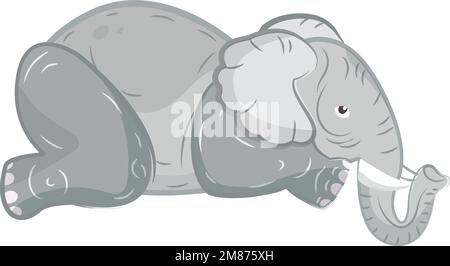 Isolato carino elefante colorato schizzo Vector Illustrazione Vettoriale