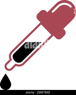 Icona pipetta. Liquido nero nello strumento di gocciolamento Illustrazione Vettoriale