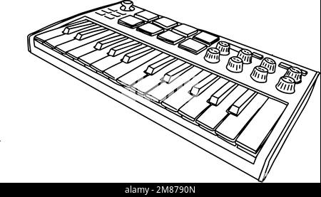 Schizzo minimo della tastiera midi Illustrazione Vettoriale