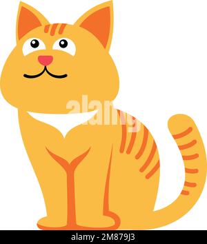 Gatto felice seduto. Icona animale a righe gialle Illustrazione Vettoriale
