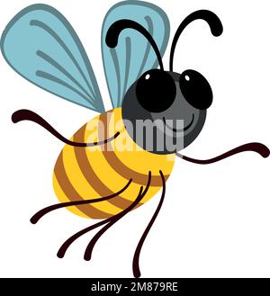 Personaggio delle api dei cartoni animati. Icona sorridente di un bug volante Illustrazione Vettoriale