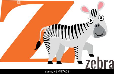 Icona della lettera z. Carattere inglese con stampa zebra Illustrazione Vettoriale