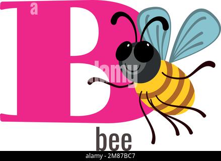 B per la lettera dell'ape. Simbolo dell'alfabeto inglese Illustrazione Vettoriale