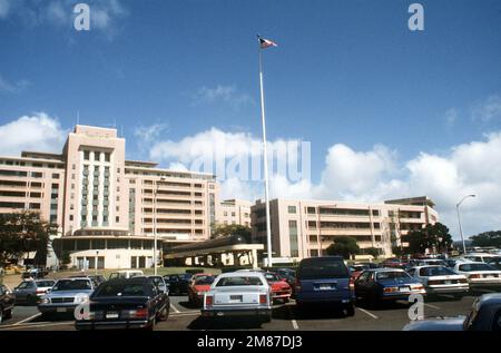 Vista sul fronte del Tripler Army Medical Center, che serve tutti i rami dell'esercito nel Pacifico. Base: Honolulu Stato: Hawaii (HI) Paese: Stati Uniti d'America (USA) Foto Stock