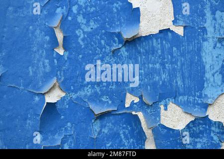 Parete sovrapposta con vecchia trama di vernice blu. Foto ad alta risoluzione. Profondità di campo completa. Foto Stock