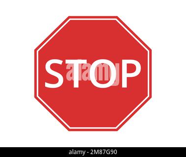 Segnale di arresto isolato. Icona del segnale del traffico. Design piatto. Illustrazione Vettoriale