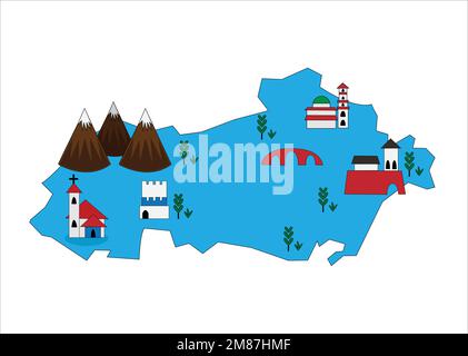 Illustrazione del vettore della mappa dell'Albania su sfondo bianco Illustrazione Vettoriale