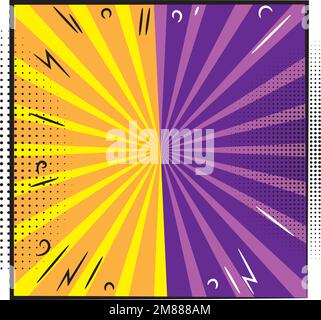 Pagina fumetto vuota colorata con vettore effetto mezzitoni Illustrazione Vettoriale