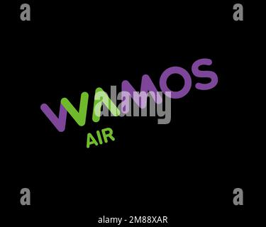 WaMos Air, logo ruotato, sfondo nero Foto Stock