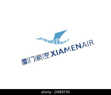 XiamenAir, logo ruotato, sfondo bianco Foto Stock