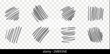 Disegno a mano della linea di campitura. Graffio diverso della penna. Vettore isolato Doodle . Illustrazione Vettoriale