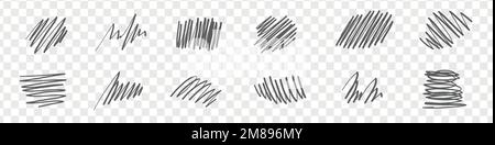 Disegno a mano della linea di campitura. Graffio diverso della penna. Vettore isolato Doodle . Illustrazione Vettoriale