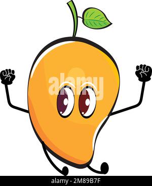 Carino mango carino isolato vettore personaggio cartone animato Illustrazione Vettoriale