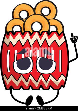 Isolato carino cipolla fritta anelli cartone animato vettore Illustrazione Vettoriale