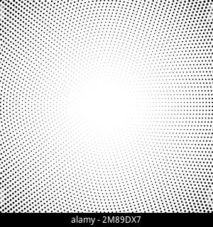 Texture di dissolvenza mezzitoni. Cerchi di dissolvenza concentrici punteggiati. Vettore pop art in bianco e nero Illustrazione Vettoriale