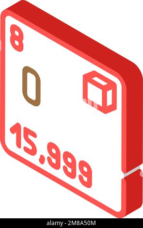 illustrazione del vettore icona isometrico dell'elemento chimico dell'ossigeno Illustrazione Vettoriale