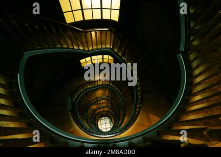 Wendeltreppe, Spiralförmig, Architektur, Treppenhaus, Stufe, Treppe, designer Kunstwerke ad Amburgo in den Kontorhäusern Foto Stock