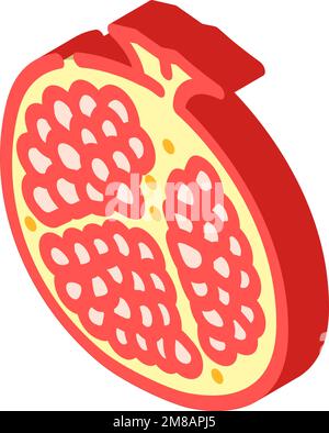 taglio immagine vettoriale icona isometrica melograno Illustrazione Vettoriale