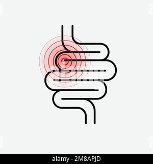 Epicentro dolore gonfiore addominale Illustrazione Vettoriale