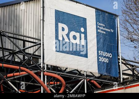 Milano, Italia. 12th Jan, 2023. Panoramica generale del centro di produzione Rai di via Mecenate il 12 gennaio 2023 a Milano. (Foto di Alessandro Bremec/NurPhoto)0 Credit: NurPhoto SRL/Alamy Live News Foto Stock