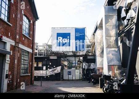 Milano, Italia. 12th Jan, 2023. Panoramica generale del centro di produzione Rai di via Mecenate il 12 gennaio 2023 a Milano. (Foto di Alessandro Bremec/NurPhoto)0 Credit: NurPhoto SRL/Alamy Live News Foto Stock