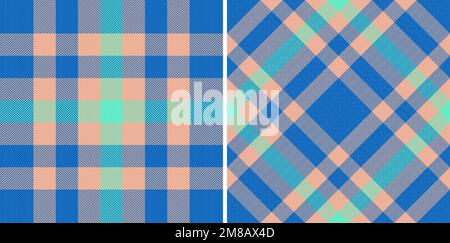 Controllo dello sfondo del tessuto. Plaid di texture vettoriale. Motivo in tessuto senza cuciture tartan in set. Illustrazione Vettoriale