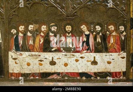 L'ultima cena in un affresco medievale a Barcellona. Dal Museo Nazionale d'Arte della Catalogna. Foto Stock