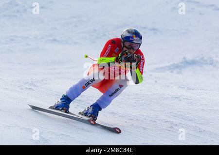 Wengen, Svizzera, 13/01/2023, 2023:00 FIS ALPINE WORLD CUP SKI , SG MEN&#XA;Wengen, Swiss, sui&#XA;2023-01-13 - Friday&#XA;Image shows ODERMATT Marco (sui) 3rd CLASSIFICATO Foto Stock