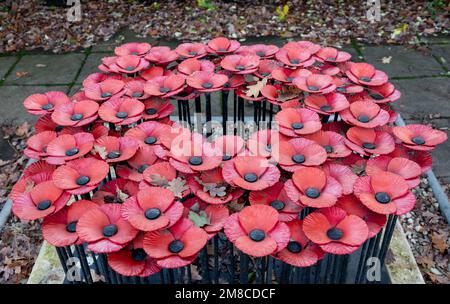 metal poppy memorial per commemorare il personale militare Foto Stock