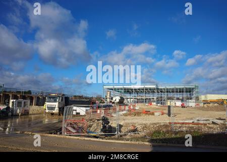 Lavori di costruzione per la costruzione di magazzini e altre unità, nonché un Homebase Store, in corso in High Wycombe. Foto Stock