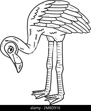 Madre Flamingo isolato colorazione pagina per bambini Illustrazione Vettoriale