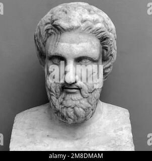 ARISTOFANES (c 446-c 386 a.C.) comico greco in un busto del 1st° secolo d.C. di Villa Medici a Roma Foto Stock