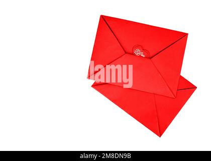 Lettera rossa con l'iscrizione ti amo su sfondo bianco Foto Stock