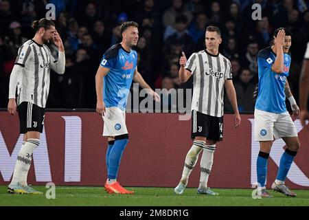 Napoli, Italia. 13th Jan, 2023. Arkadiusz Milik del Juventus FC durante la Serie Una partita di calcio tra SSC Napoli e Juventus FC allo stadio Diego Armando Maradona di Napoli (Italia), 13th gennaio 2023. Foto Andrea Staccioli/Insidefoto Credit: Insidefoto di andrea staccioli/Alamy Live News Foto Stock