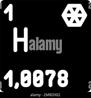 illustrazione del vettore icona glifo dell'elemento chimico dell'idrogeno Illustrazione Vettoriale