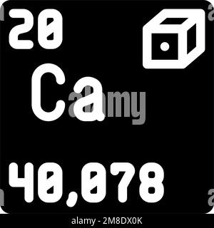 illustrazione del vettore icona glifo dell'elemento chimico del calcio Illustrazione Vettoriale