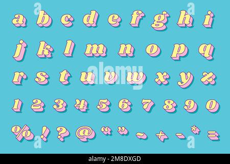 Caratteri alfabetici grassetto Imposta la tipografia vettoriale retrospettiva Illustrazione Vettoriale