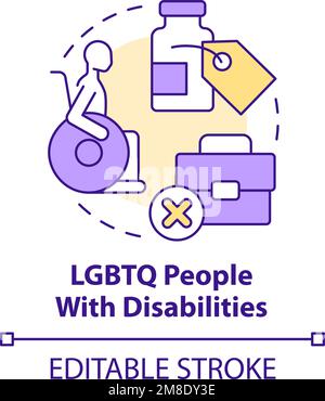 Icona del concetto di persone con disabilità LGBTQ Illustrazione Vettoriale