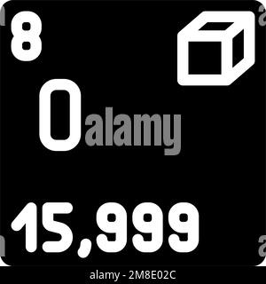 illustrazione del vettore icona glifo dell'elemento chimico dell'ossigeno Illustrazione Vettoriale