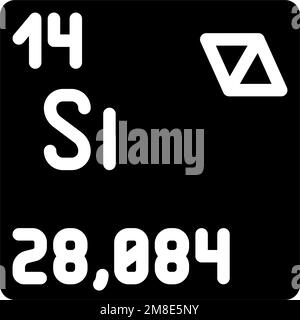 illustrazione del vettore icona glifo dell'elemento chimico del silicio Illustrazione Vettoriale