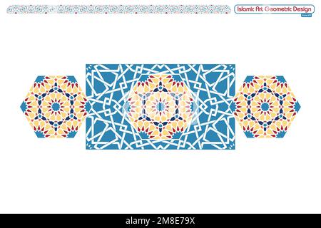 Motivi geometrici islamici decorativi, collezione di sfondo, sfondo immagine vettoriale ornamento islamico Illustrazione Vettoriale