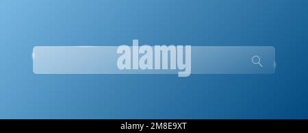 Icona della barra di ricerca su sfondo blu. Illustrazione Vettoriale